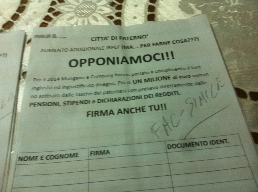 petizione mangano naso firme raccolta firme