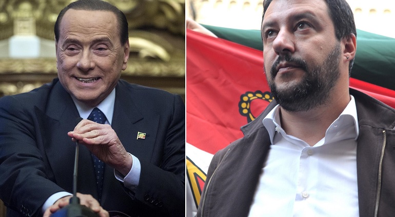 Il leader di Forza Italia Silvio Berlusconi, ed il leader della Lega Matteo Salvini