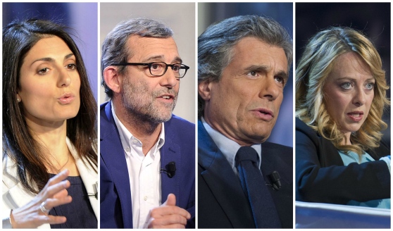 I maggiori candidati a sindaco di Roma (Raggi, Giachetti, Marchini e Meloni)