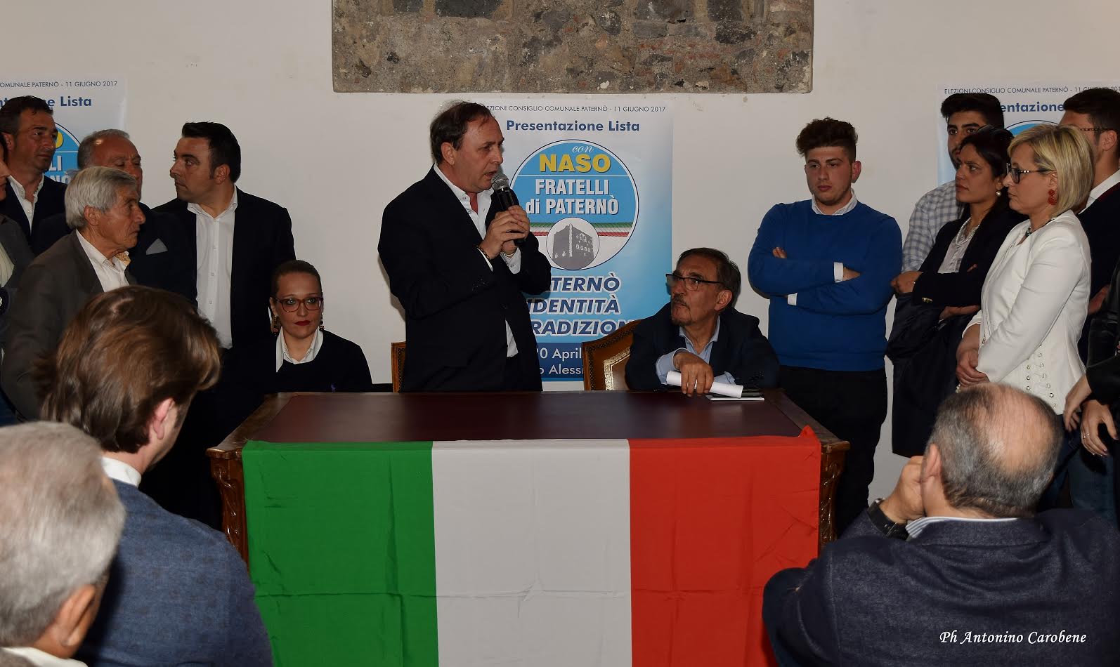 Un momento della conferenza stampa di ufficializzazione del sostegno di "Fratelli di Paternò" con Nino Naso e Ignazio La Russa