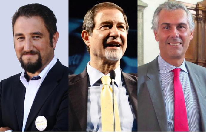 Ferrandelli, Musumeci e Micari, i tre maggiori candidati governatore in Sicilia.