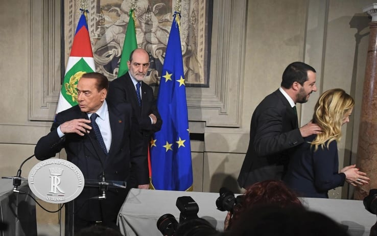 Un'immagine del discorso a margine dell'incontro del Centrodestra con il presidente della Repubblica Sergio Mattarella.