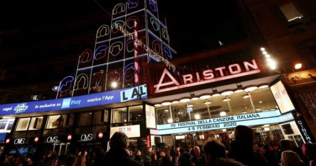 L'esterno del Teatro Ariston di Sanremo.