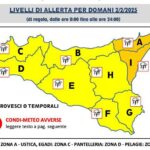 Sicilia. La Protezione Civile dirama allerta per domani domenica 2 febbraio